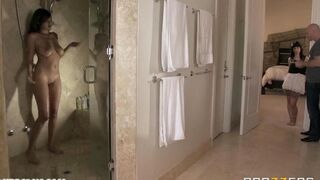 Girl was fucked by Johnny Sins in the bedroom without mercy