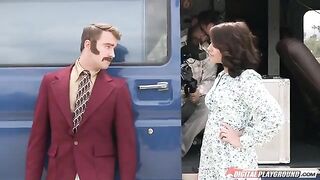 The TV presenter has a colleague after reporting, in 60fps quality