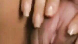 Girl with a big clit plays with her hairy pussy and cumms
