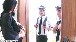 Jehovah’s Witnesses came to the girl, but they fucked her