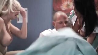 Nurses fuck two guys in a steamy threesome scene