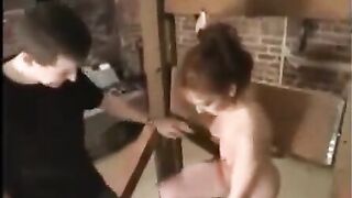 A sexy girl in bondage, tied up and pleasured with toys and a vibrator