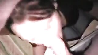 Lover Maria crouches and performs oral sex