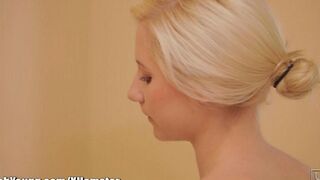 The hot shower opened up pores, making her body taut and sexy