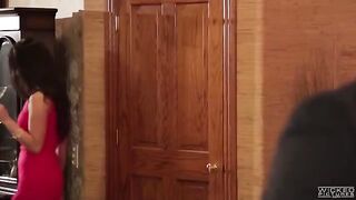 Two sisters share cock sucking with a friend in the bathroom