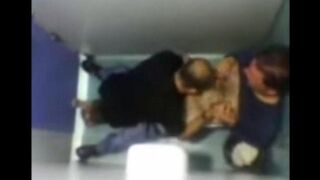 The camera in the toilet shows how two guys are sucking cock
