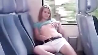On the bus in the back seat, ironing panties became lustful
