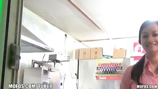 A girl is fucking for money, she is a saleswoman