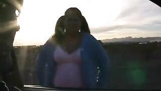 A fat woman with big tits jumps on a man’s dick