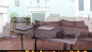 An attractive girl was interviewed and fucked by a casting couch guy