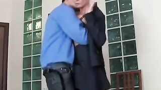 A sexy Russian woman is fucking with her young boss in stockings