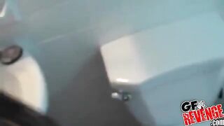 Home blowjob on the toilet, as seen in popular homemade videos
