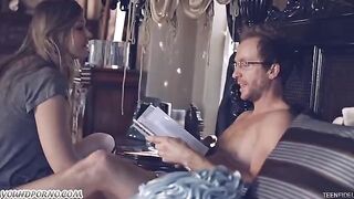 A daughter seduces her father and fucks with him