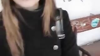 A girl isn’t embarrassed to lick cock in public, she loves it