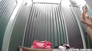 A girl took a shower and found a hidden camera