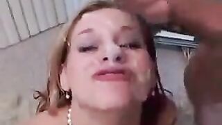 Guy came to girl and gave her a sperm face, 18+