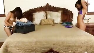 Asian girl fucked on the bed with a passion for pussy licking