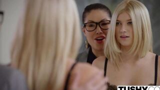 Blondie in stockings gets fucked deep in her tight ass