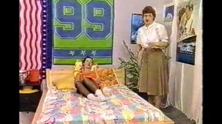 The mistress of the house punishes her maid for theft