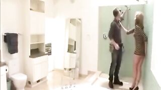 The wife fucked with plumbers, while the husband watched