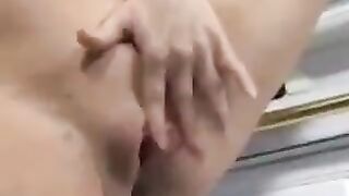 Pregnant woman receives a cumshot on her big tits