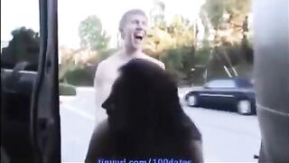 Beautiful and lustful gesture with big natural tits