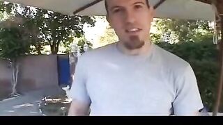 The beauty sucks the guy's nipple and fucks with him without condoms