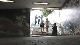 The girl was tied up and fucked on the public street, no one helped