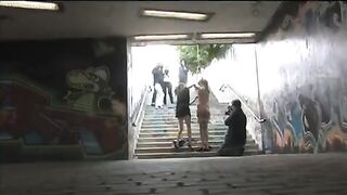 The girl was tied up and fucked on the public street, no one helped
