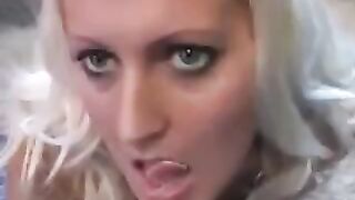 The whims lick sperm from a spoon with sensual pleasure
