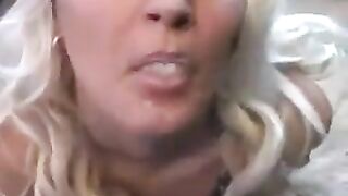 The whims lick sperm from a spoon with sensual pleasure