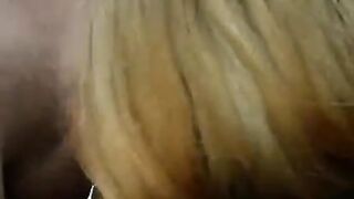 Winter blowjob on the street with a cute girl and good cum shot - POV