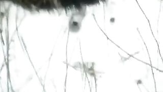 Winter blowjob on the street with a cute girl and good cum shot - POV