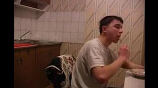 A mother suffering from cancer fucked her son in the kitchen for relief