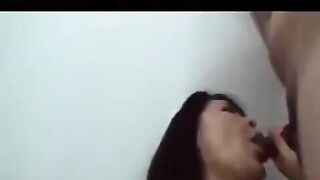 Mature Japanese man plays with his cock and gives a blowjob