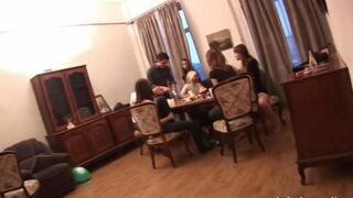 Russian beauties arranged a gangbang at the party, showcasing their wild side