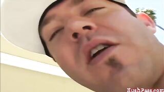Businessman opens his cock for money in HD