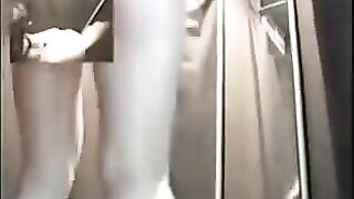 The camera in the locker room of the underwear shop caught a couple getting intimate