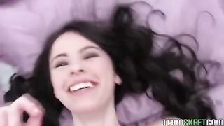 Amateur brunette makes her first homemade sex video with a guy
