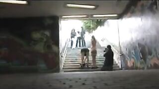 The girl was dilute and then roughly fucked in a public place