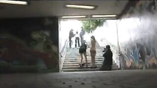 The girl was dilute and then roughly fucked in a public place