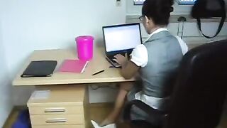 The young secretary was fucked by her boss directly at work