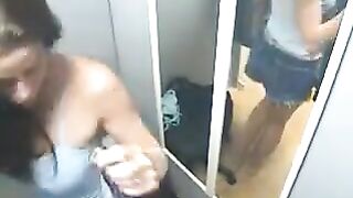 A hot naked sister was caught in a hidden camera scene