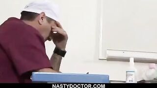 The doctor used a special tool to extend the girl's pussy