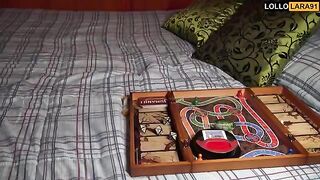 A guy wins a game and gets to fuck the hot brunette Lara Manara