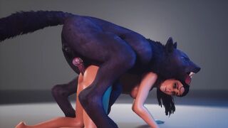 A hot woman is fucking with a werewolf in this 3D animated porn