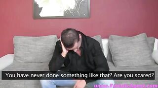 The chick forced the guy to fuck her by casting couch methods