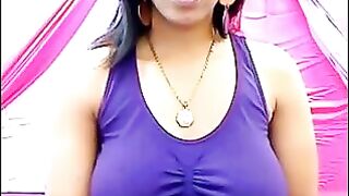 A girl is excited and her nipples are visible through her T-shirt