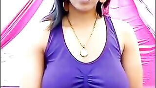 A girl is excited and her nipples are visible through her T-shirt