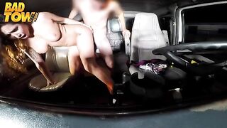 The camera is hidden in the car, recording sex with the driver and passenger